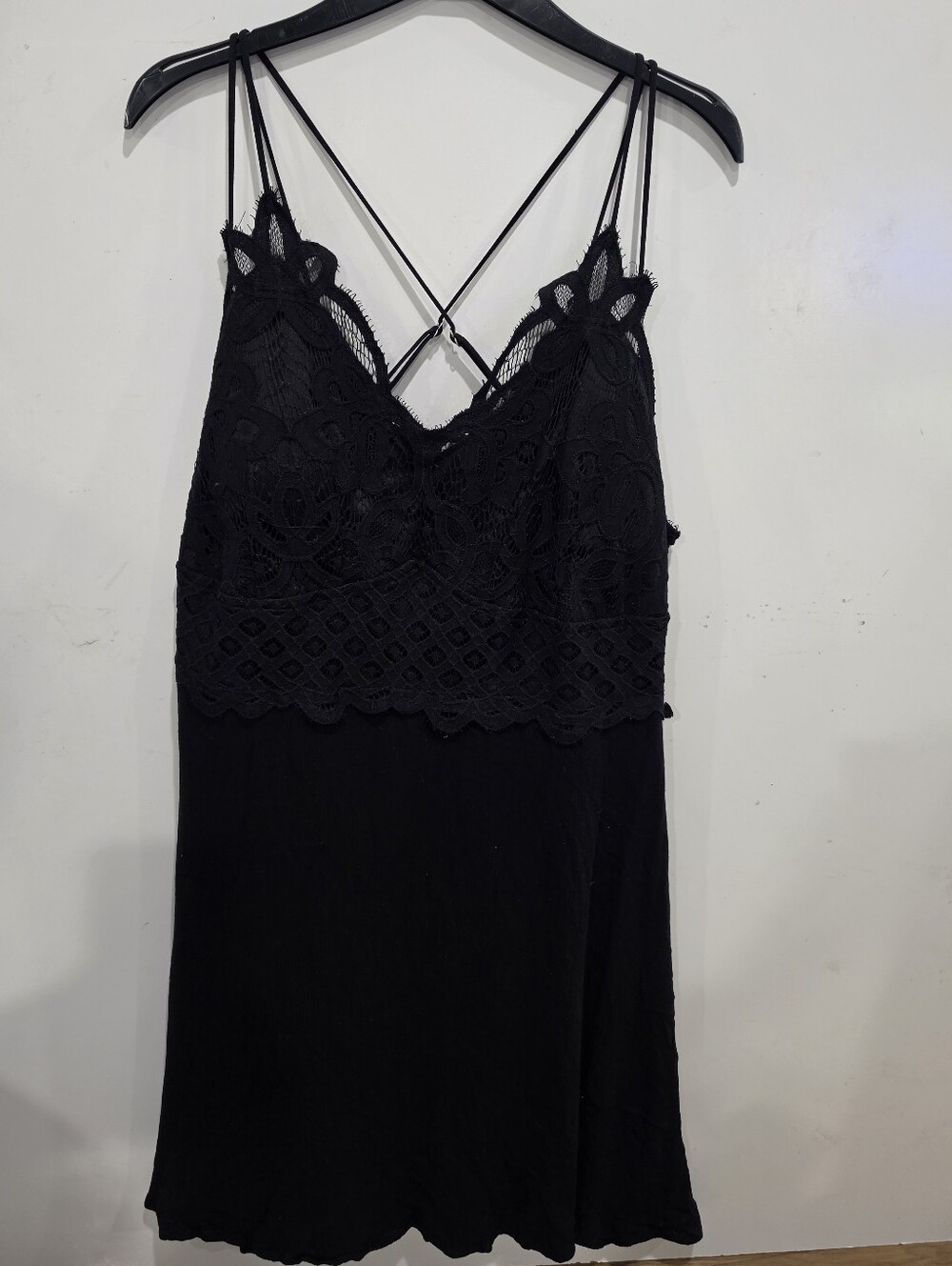 J for Justify Black Lace Eyelet Spaghetti Strap Sz 2X Midi Dress Cottagecore
